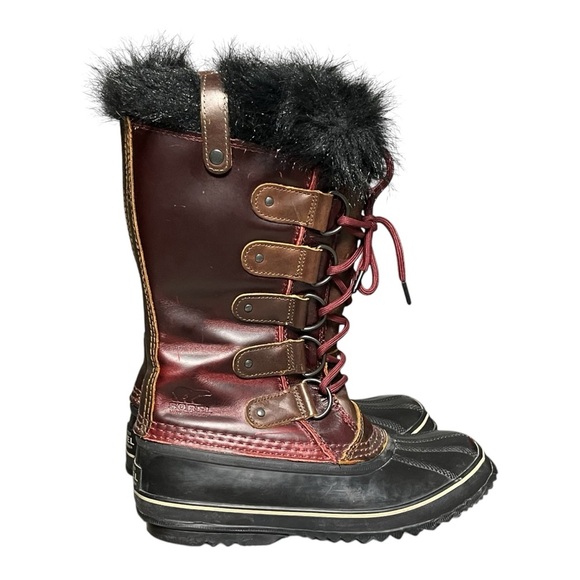 Sorel Womens NL1985 Joan of Arctic Snow Oxblood Waterproof Leather Boots Size 8 - Picture 1 of 14